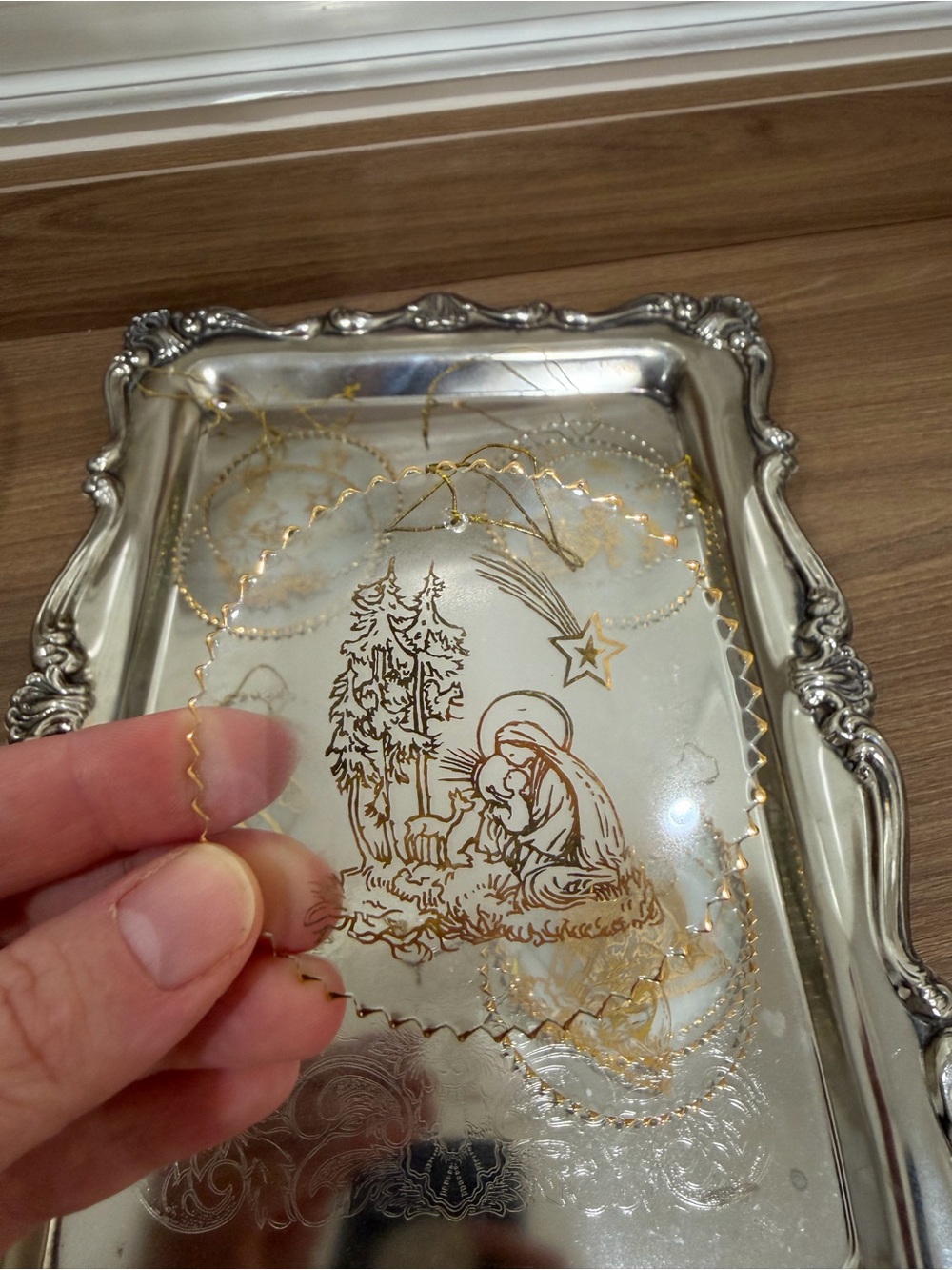 11 Vintage Glass Ornaments with Gold Detail